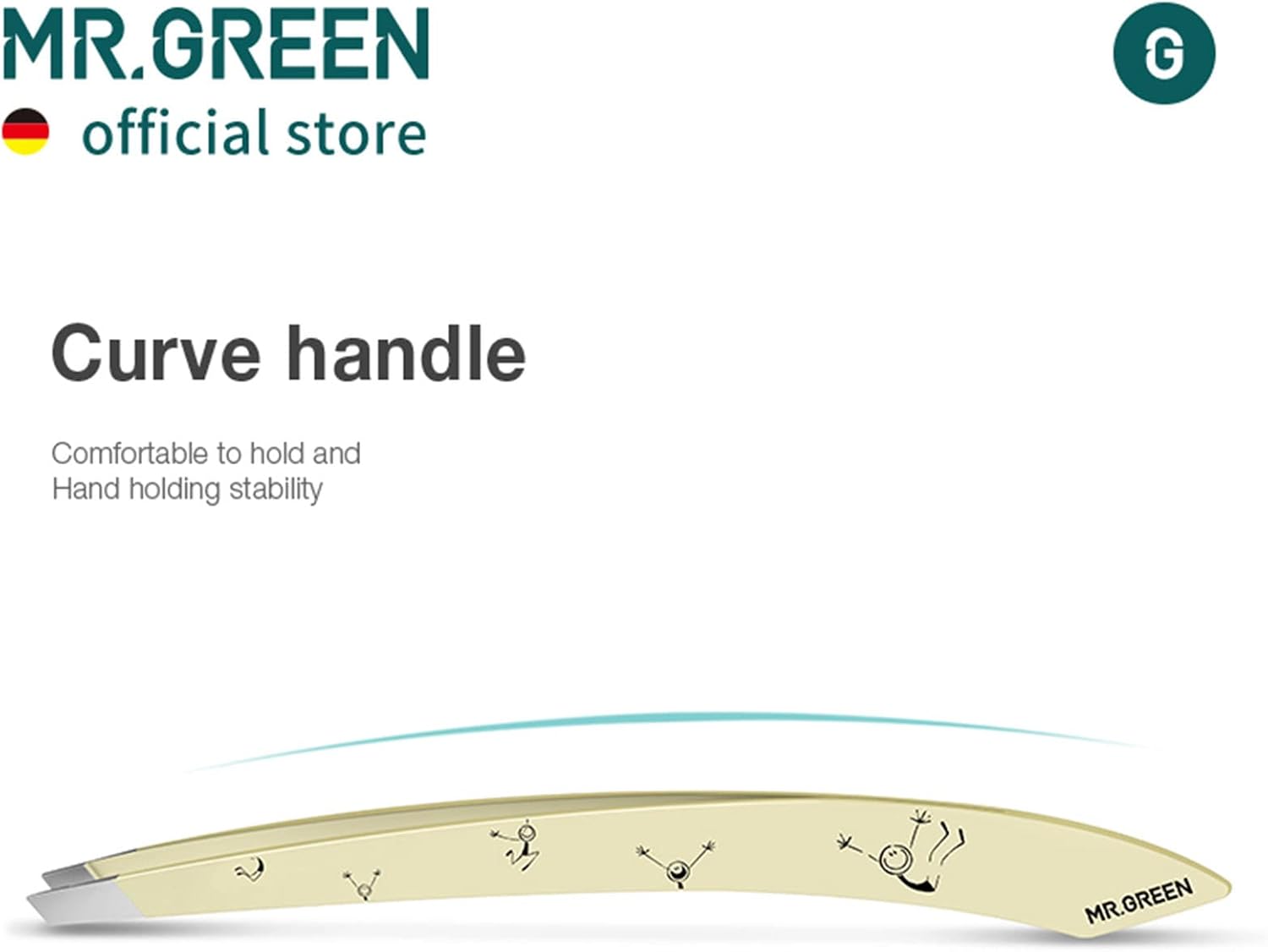 MR.GREEN Curve Handle Eyebrows Tweezers Professional Fine Hairs Removal Puller Makeup Tools Stainless Steel Beauty Clips Removal (Light Yellow)