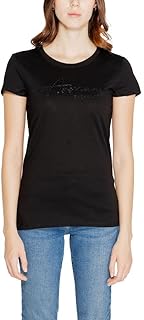 Armani Exchange Womens Slim Fit Textured Signature Logo Tee