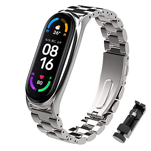 Bracelet Métal Maille Milanaise Xiaomi Mi Band 5 / 6 / 6 NFC – Acier Inoxydable Réglable, Look Premium