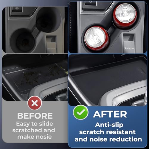 Image of Cup Holder Insert & Wireless Charging Protective Mats for Subaru Crosstrek /Impreza 2026 2025 2024, Center Console Interior Accessories Cup Holder & Wireless Charger Cover Pad, Black