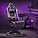 Ficmax Massage Gaming Chair with Footrest Ergonomic Gamer Chair for E-sport, Reclining Video Game Chair with Armrest Large Size High Back Computer Gaming Chair with Headrest and Lumbar Support(Purple)