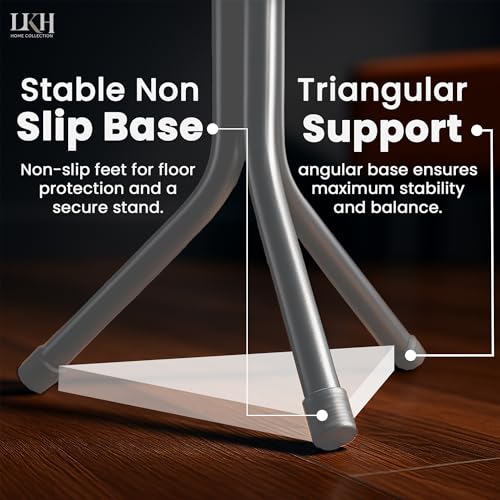 LKH Coat Rack Stand 170cm Steel Hat Stand Coat Stands with 12 Hooks – Clothes Hanger for Jackets, Hats, Scarves, Bags & Umbrellas Space Saving Design Non-Slip Feet-Grey - Image 4