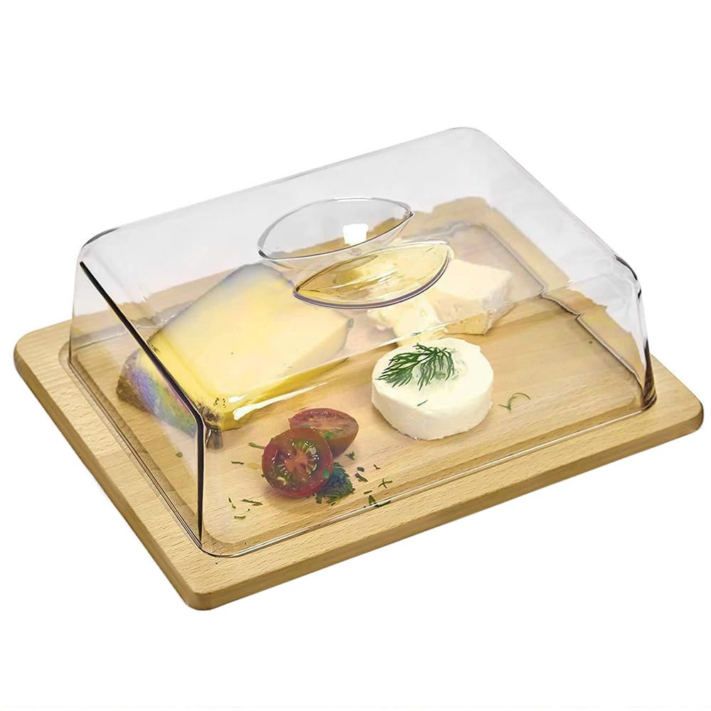 Paluplus Tagliere Rettangolare in Legno di bambù con Coperchio, Misura 24x18,5x8,5 cm, Vassoio con Maniglia, Piatto da servita per Formaggi, Salumi, Snack, Aperitivo -5998F