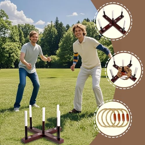EMLRME Outdoor Yard Games, Ring Toss Games for Adults and Family, Wood Ring Toss Game for Backyard, Camping,Party — view 3