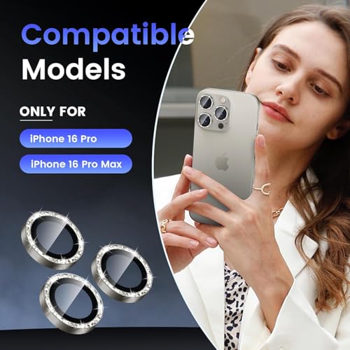 Image of Diamond Mobile Camera Lens Protector Compatible for iPhone 16 Pro & iPhone 16 Pro Max Silver