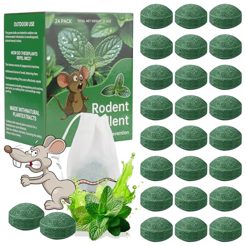 Mouse Rodent Repellent, 24 Pack Peppermint Lemon Oil Mice Repellent for Squirrel Rats Spider Pests,...