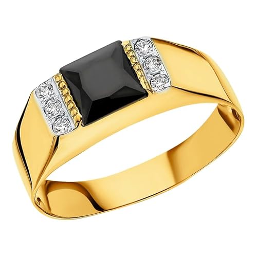 10K 14K 18K Solid Gold Black Onyx Diamond Ring for