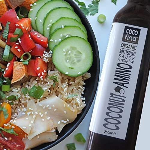 Cocofina Organic Coconut Aminos Alternative to Soy Sauce Teriyaki Sauce Gluten Free Liquid Aminos Soy Free Vegan  Keto and Paleo - Glass 250ml