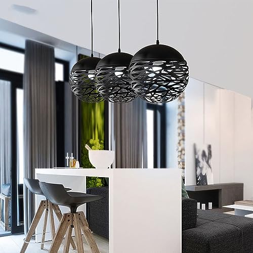 Lampe suspendue ronde en fer E27 pour éclairage de chambre