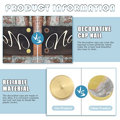 Cimeton 60Stk. 12mm Spiegelschrauben Abdeckkappe mit Spiegel-Dekorschrauben und Unterlegscheiben, goldene Spiegelschrauben Befestigungen für Spiegel Teetische (12mm+M4, gold)