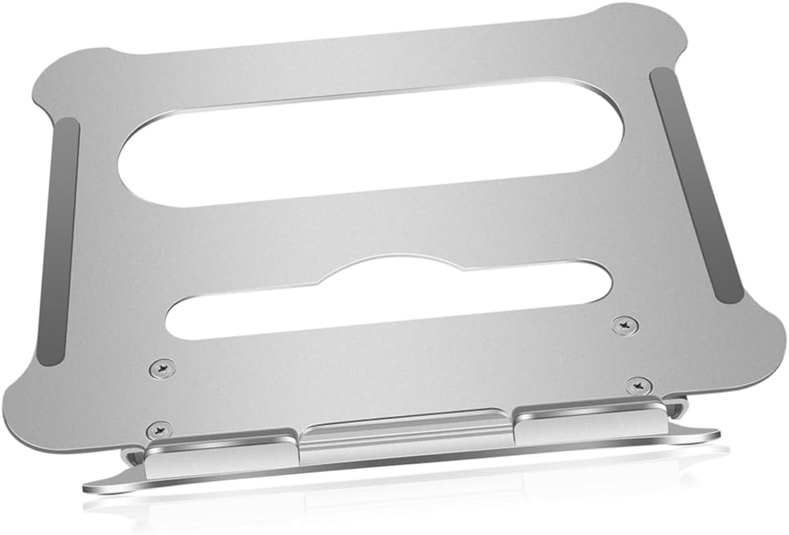 Foldable Aluminum Alloy Laptop Stand Height Laptop Holder for Home Office and Travel Use Lightweight Design to Prevent Overheating Silver