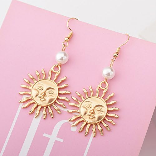 Gold Sun Earrings for Women Unique Spiral Sun Drop Dangle Earrings Bohemian Crystal Sunflower Hoop Earrings Huggie Hoop Earrings Christmas Birthday Party Jewelry - Image 5