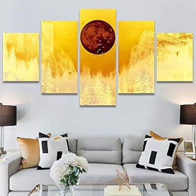 SIGNWIN 5 Panel Canvas Wall Art Modern Art...