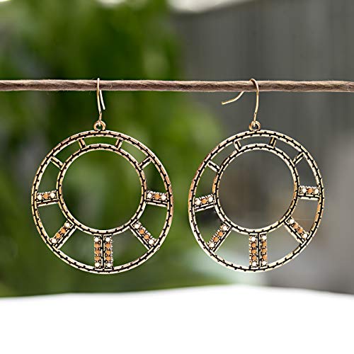 Vintage elegantes pendientes hechos a mano estilo indio vintage hueco grande aro pendientes femeninos pendientes femeninos pendientes Tartrazina