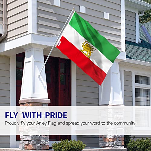 Anley Fly Breeze 3X5 Feet Old Iran Flag - Vivid Color And Fade Proof - Canvas Header And Double Stitched - Islamic Republic Of Iran Iranian Lion Flags Polyester With Brass Grommets 3 X 5 Ft #TOP1