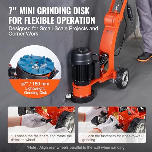 Image of VEVOR Electric Concrete Floor Grinder, 7 inch 1300w
