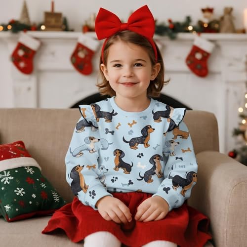 Long Sleeve Shirts for Toddler Girls Fall Clothes Ruffle Sweatshirts Crewneck Pullover Active Tops 1-8 Years3