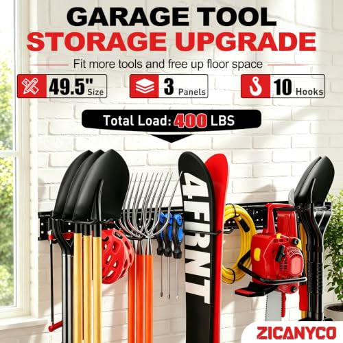 ZICANYCO Garage Tool Organizer Wall Mount 49.5 inches with 10 Adjustable Review product image