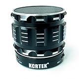 Kcrtek Portable Bluetooth Wireless Metal Mini Speaker with 1 Year Warranty, Built in Hands Free Microphone and Rechargable Battery Support Tf Function Works for Iphone, Ipad Mini, Ipad 4/3/2, Itouch, Blackberry, Nexus, Samsung and Other Smart Phones and Mp3 Players Black Color