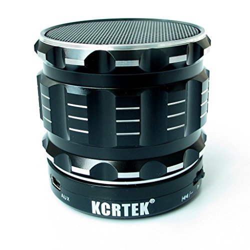 Kcrtek Portable Bluetooth Wireless Metal Mini Speaker with 1 Year Warranty, Built in Hands Free Microphone and Rechargable Battery Support Tf Function Works for Iphone, Ipad Mini, Ipad 4/3/2, Itouch, Blackberry, Nexus, Samsung and Other Smart Phones and Mp3 Players Black Color