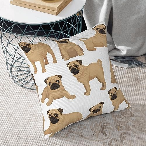 Housses de coussin velours côtelé imprimé carlin décoration maison 50x50 - 7