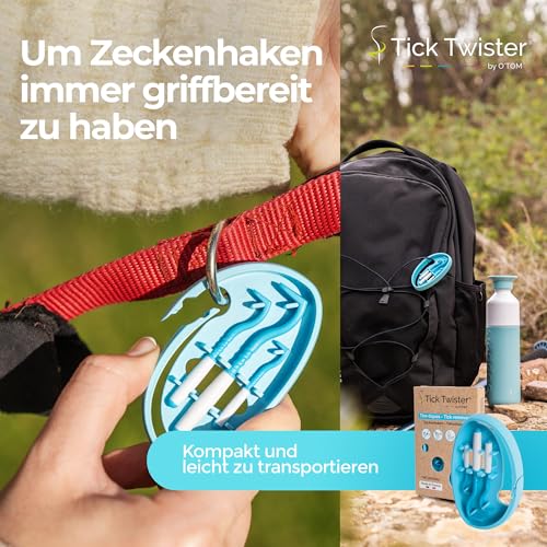 Tick Twister 3 Zeckenhaken für Hunde, Katzen und Menschen – Zeckenzange 3er Set mit Aufbewahrungsbox Sicheres Entfernen ohne Schmerzen – Ideal für Outdoor-Aktivitäten (Blau, 1er-Set)