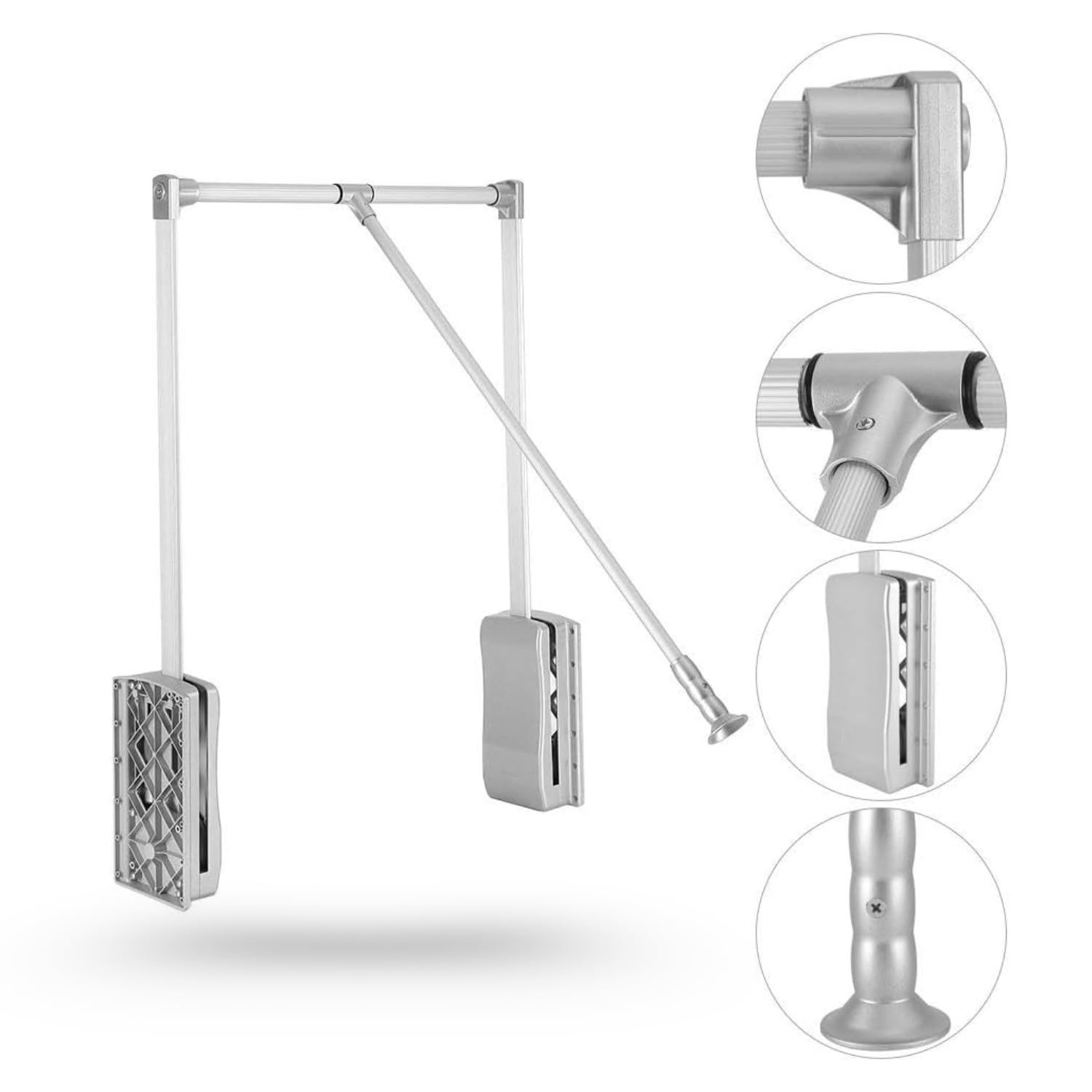 EVO - Barre de penderie escamotable, tringle relevable, penderie rabattable pour armoire 89 à 121 cm Barre porte-manteau réglable pour placard