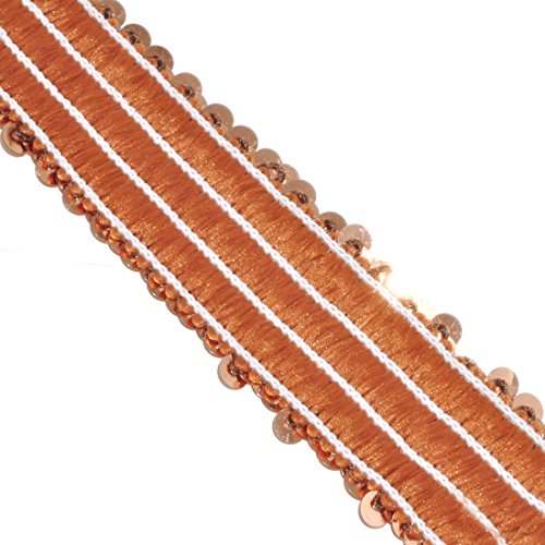 image for Mandala Crafts Elastic Sequin Ribbon Trim - 1.5 Inch Brown Sequin Elas