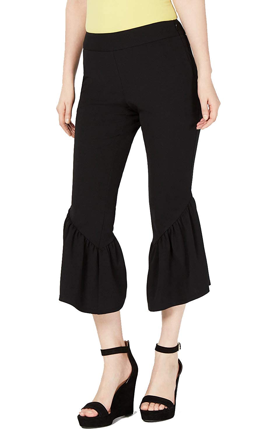 I-N-C Womens Ruffle-Hem Casual Cropped Pants