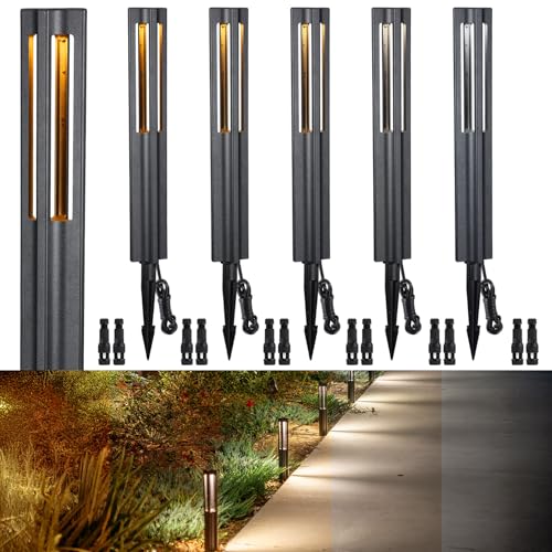 Image of LEONLITE 6-Pack 3W 5CCT LED Low Voltage Path Lights Aluminum Black