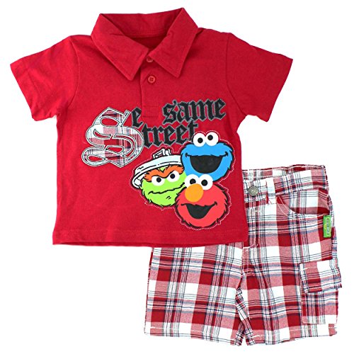 Sesame St Baby Boys' Knit Shirt and Woven Short 2 Piece Set