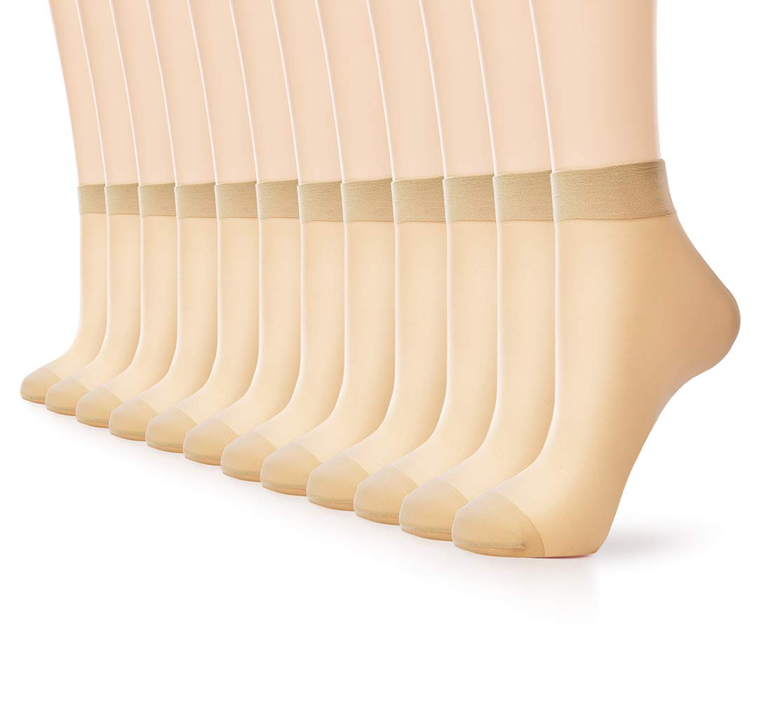 12 Pairs Ankle Nylon Socks for Women - 20D Sheer Pantyhose Socks