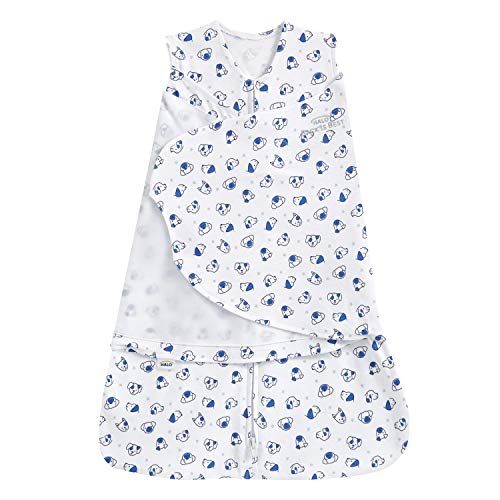 Image of HALO 100% Cotton Sleepsack Swaddle, 3-Way Adjustable Wearable Blanket, TOG 1.5, Doggy Cotton, Newborn, 0-3 Months