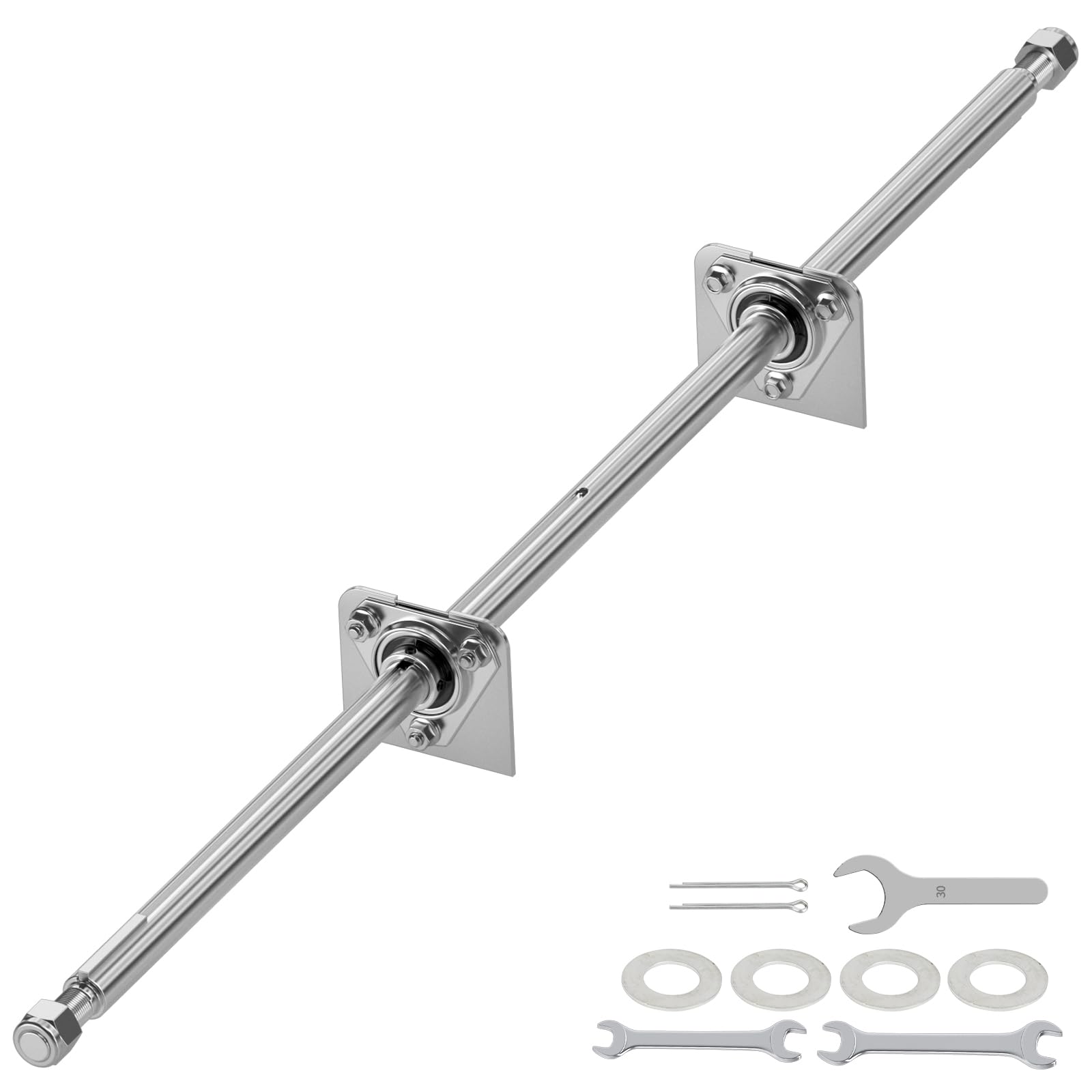 Heavy Duty DIY Steel 44" Go Kart Live Axle Kit 1" Diameter 3/4" Step Down 3/4-16" Fine Thread Ends 1/4" Keyway Replacement for Go Kart Cart ATV Quads Dune Buggies with Rear Axle Bearing Kit-image-12