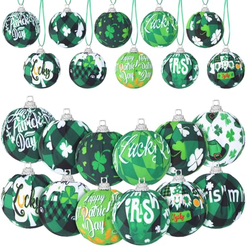 Bencailor 12 Pcs St. Patrick\'s Day Ball Ornament St. Patrick\'s Day Shamrock Hanging Ornament Good Luck Clover Balls Tree Decor for Holiday Seasonal Irish Party Supplies (Classic)
