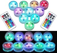 Mini Unterwasser Licht RGB Multi Mehrfarbige LED Teichbeleuchtung 10pcs Wasserdichte Teelichter mit Fernbedienung Multicolor Dekoration für Garten Aquarium Vase Badewanne Pool oder Spa