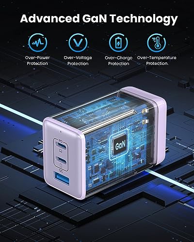 Power Up Your Devices: The Ultimate Review of the 128W GaN III 3-Port Charger in Vibrant Purple!