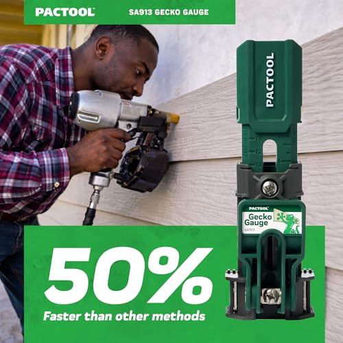 Image of Pactool Universal Gecko Gauge Siding Tool - One-Person Installation for Hardie Fiber Cement & LP SmartSide Engineered Wood, Durable Grip, Heavy-Duty Support for 12' & 16' Planks, Gift for Dad