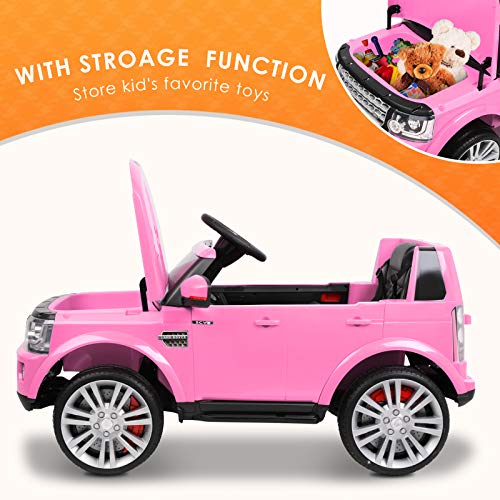 BAHOM Kids 12V Ride On Car Truck with Storage Electric Toy Vehicle with 2.4G Remote Control, Lockable Doors, for Girls Boys Age 3-8 (Pink)