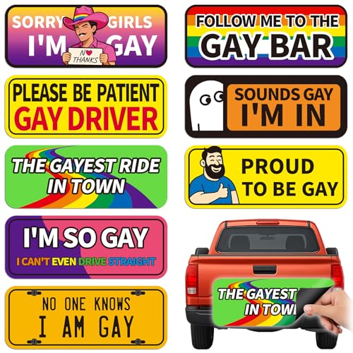 Image of Funny Bumper Stickers Gay Pride Magnets Car Prank Stickers Magnetic LGBTQ Car Stickers for Vehicles and Trucks or Fridge Magnet
