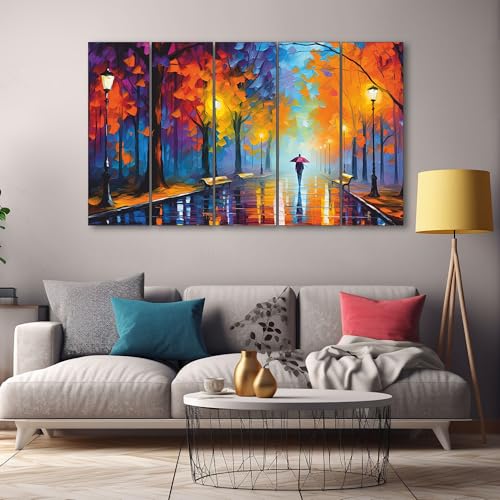 Image of The Castle Decor Trees passage painting with frame 5 Big Size (27x48) Wall Art for living room,Bedroom,Drawing room,Hotels-Wooden Framed-Digital Painting