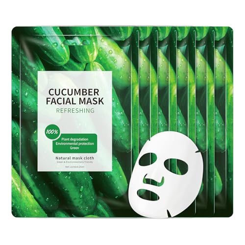 OUPEICHARM Cucumber Face Masks Sheet for Women Moisturizes Facial Masks Oil Control Hydrates Soothes Home Spa Facial Sheet Mask For All The Skin6Pack