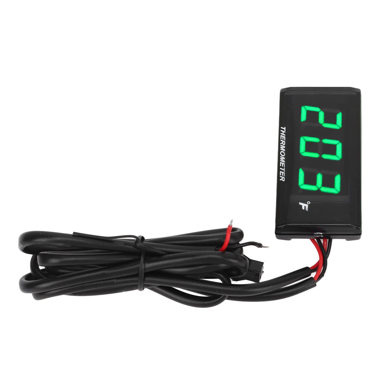 Termómetro digital para motocicleta, DC 12 V, medidor de temperatura del agua ultrafino con adaptador de sensor de 18 mm y pantalla LCD, higrómetro digital, medidor de temperatura de humedad (verde)