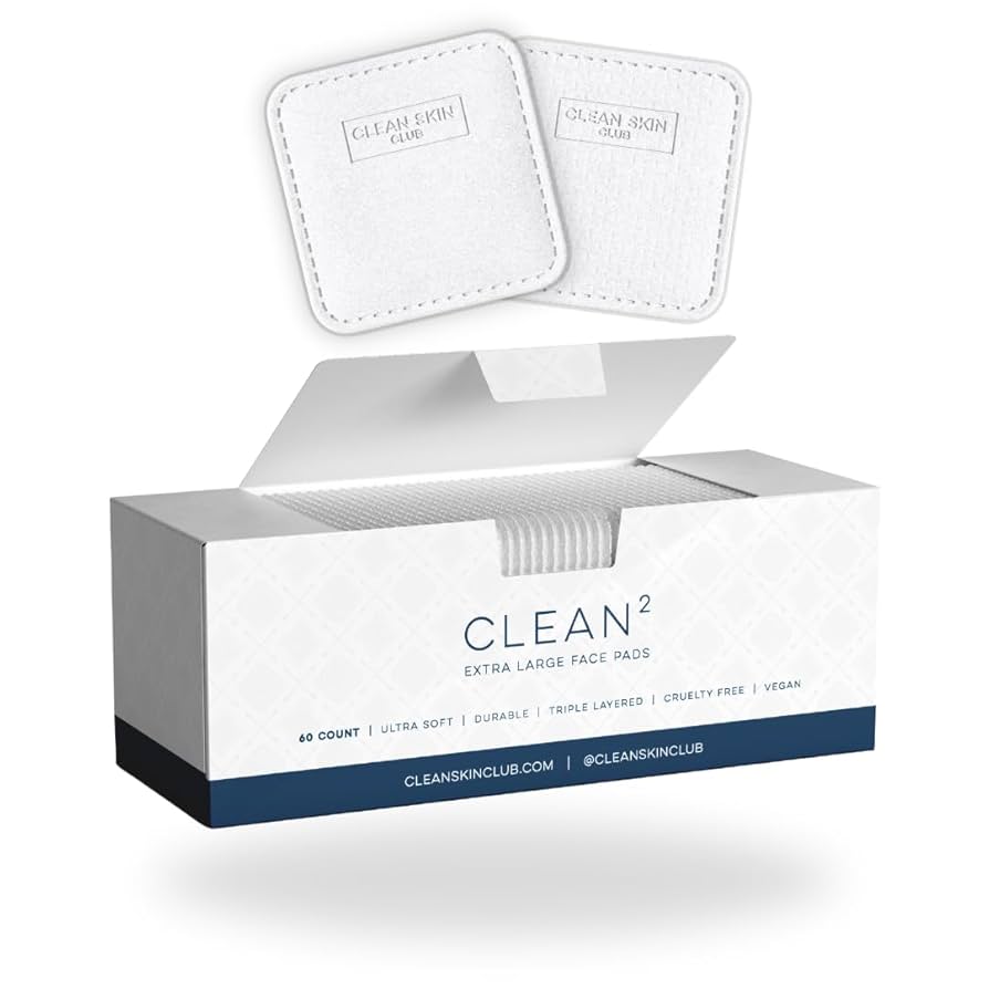 Amazon.com: Clean Skin Club Clean² Pads 2.0 [New & Improved Edges]  Guaranteed Not to Shed & Tear Face Pads, Unique Triple Layers, Textured &  Ultra Soft Side, Organic Disposable Cotton, Pair with