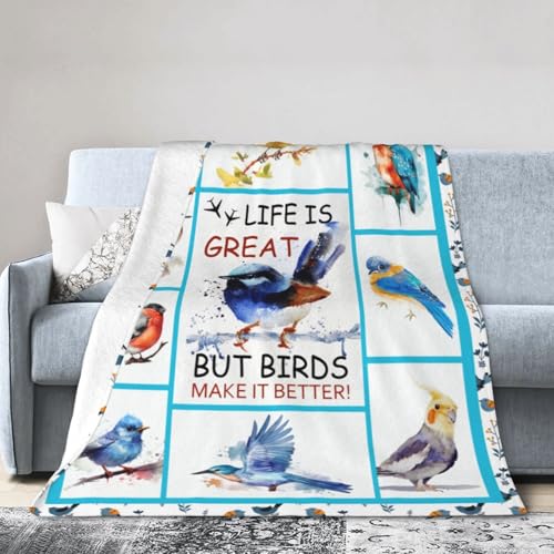 Bird Blanket Soft Cozy Cute Birds Flannel Throw Blanket Warm Lightweight Nature Bird Decor Fleece Plush Bedding Blanket Gifts for Lover Girls Boys Kids Women Adults 40