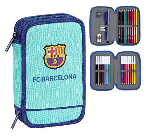FCB Plumier Doble, Estuche con 28 Piezas, niño