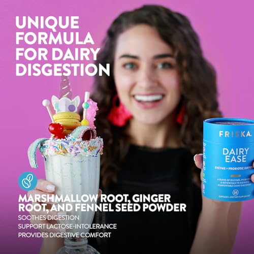 FRISKA Dairy Ease | Digestive Enzymes and Probiotics Supplement | Promotes Better Digestion | Natural Lactose Intolerance Relief & Support | 30 Capsules - Image 4