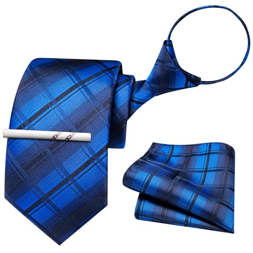 Image of Barry.Wang Boys Ties School Pre-Tied Kids Necktie Handkerchief Clip Set Uniforms Child Ties for 8-14 Years Wedding Party