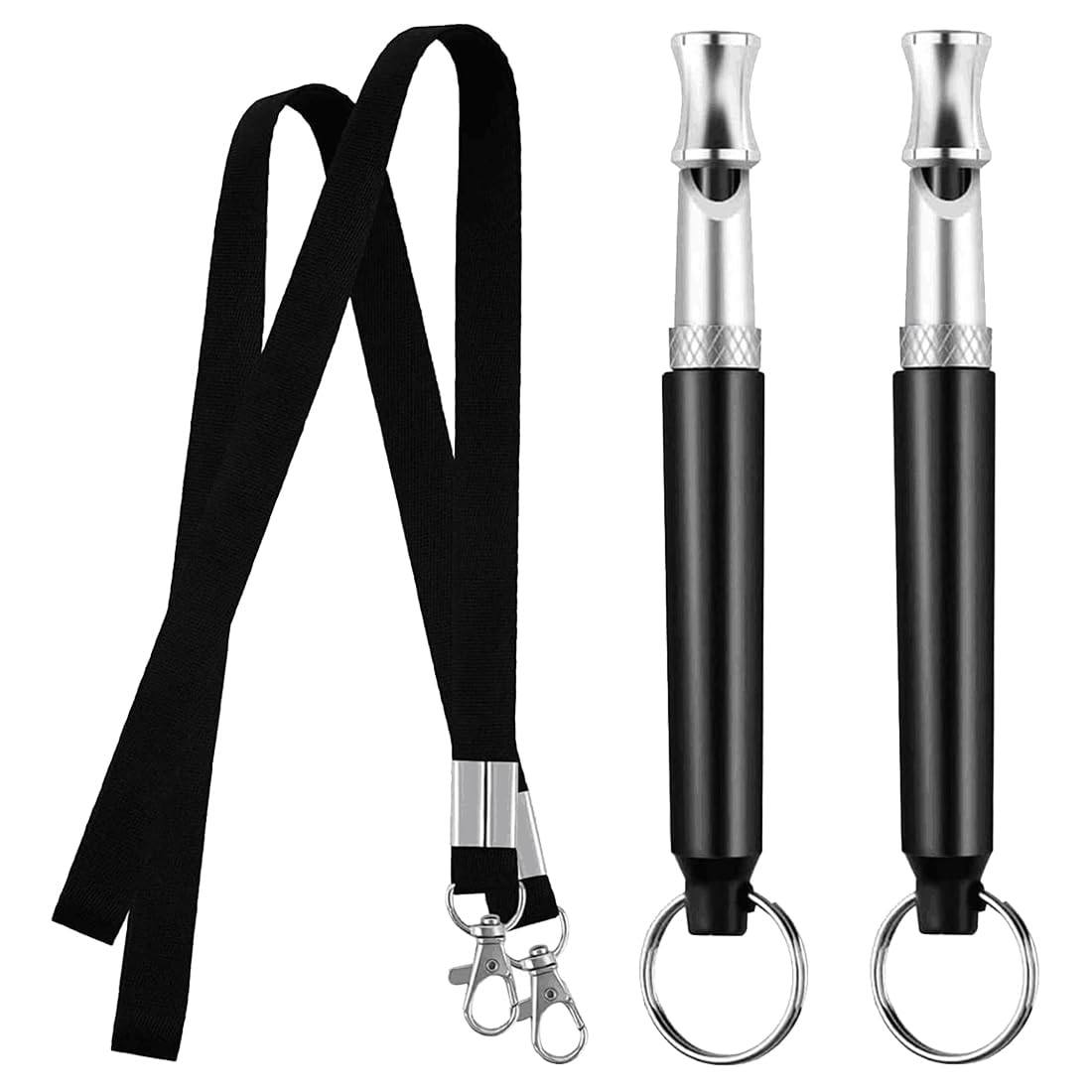 TSUWNO Set de 2 Silbatos Ultrasonido para Perros con Cordón - Profesional y Ajustable para Entrenamiento y Control de Ladridos de Alta Frecuencia.