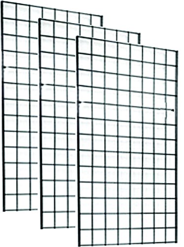 Commercial Grade Grid Panel for Retail Display 2' x 4' Packed 3 per Carton, Black Powder Coat